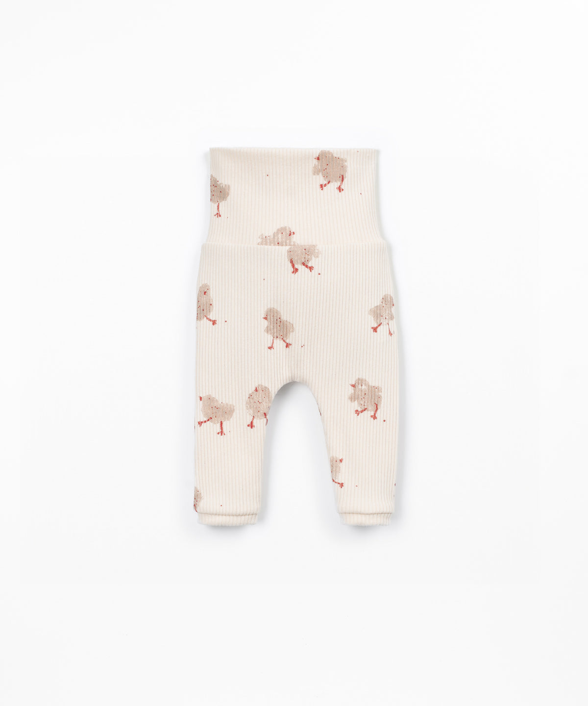 PLAY UP Rippstrick-Leggings mit Küken-Print – Beige