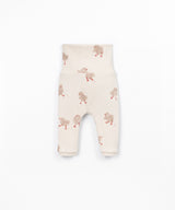 PLAY UP Rippstrick-Leggings mit Küken-Print – Beige