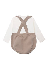 2tlg. Set mit Baby Latzhose beige und Langarmshirt ecru