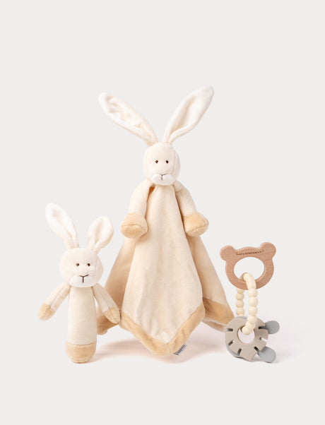 Diinglisar Baby Geschenkbox – Kuscheldecke, Rassel & Beissring Hase creme
