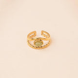 Victoire Collection Damenring mit grünem Achat – Edelstahl Gold