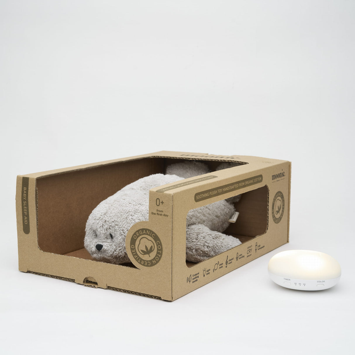 MOONIE 2.0 Robbe mit Nachtlicht – Grau