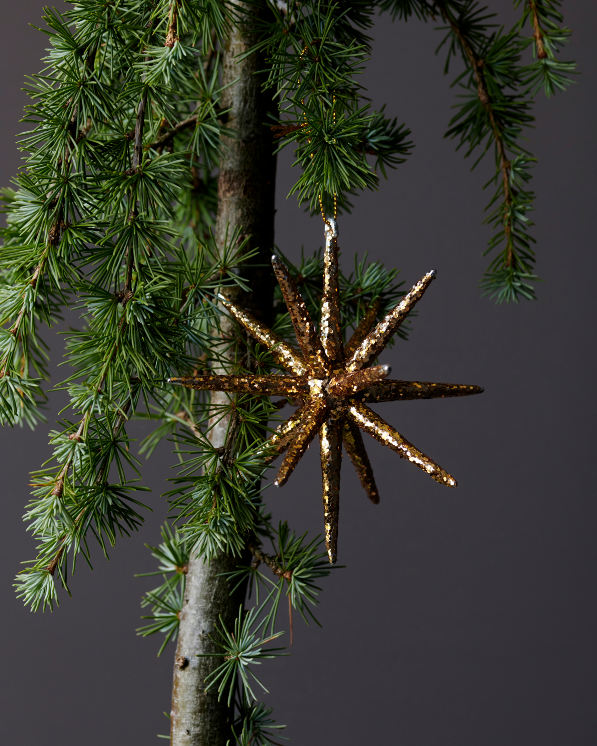 House Doctor - Weihnachtsschmuck, HDSpike, Braun mit Glitzer 12cm