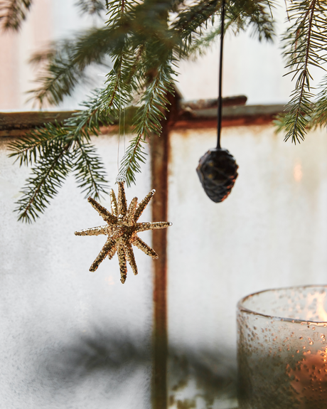 House Doctor - Weihnachtsschmuck, HDSpike, Braun mit Glitzer 7.5cm