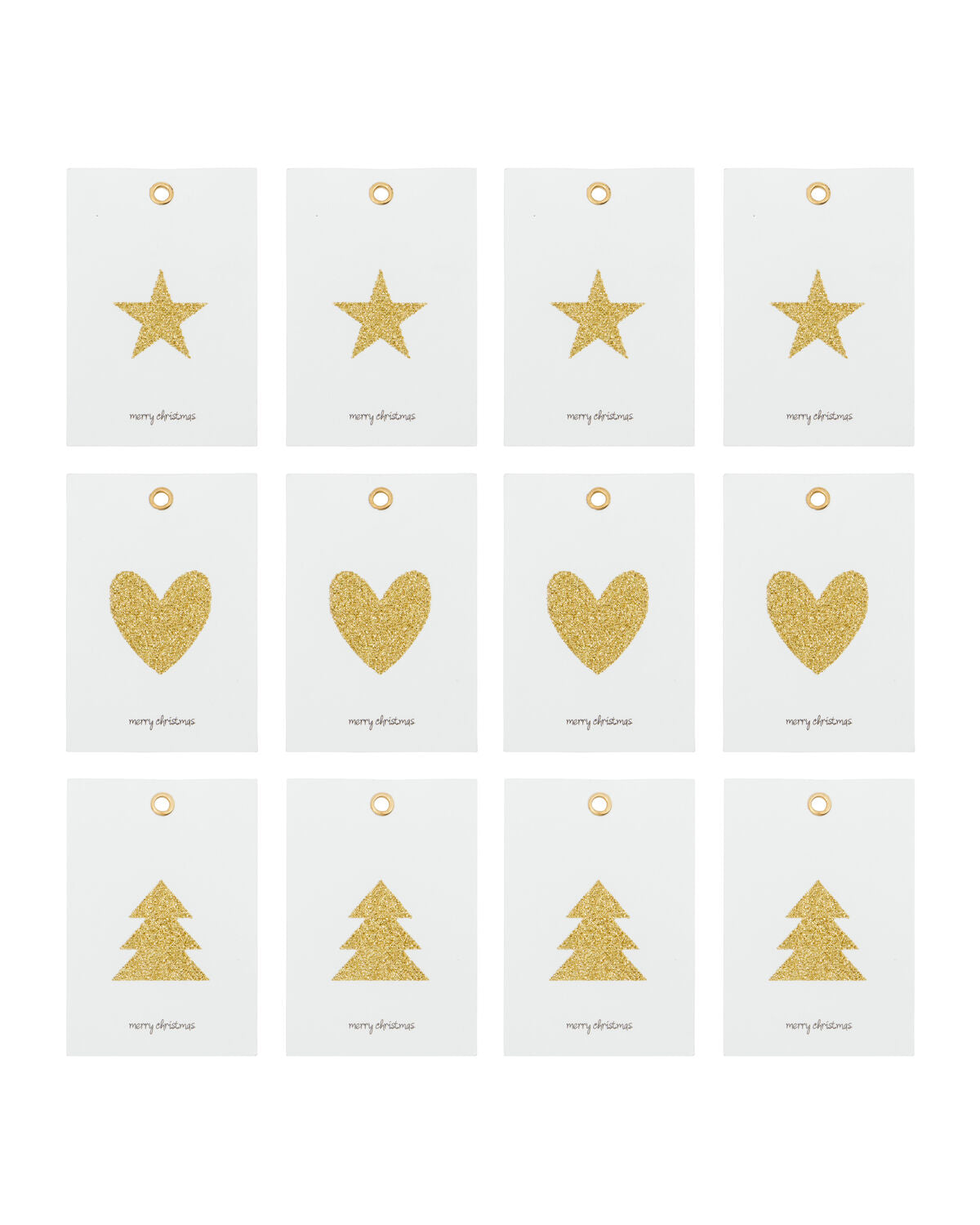 House Doctor HDGlitr Geschenkanhänger – Weiß/Gold, 12er-Set