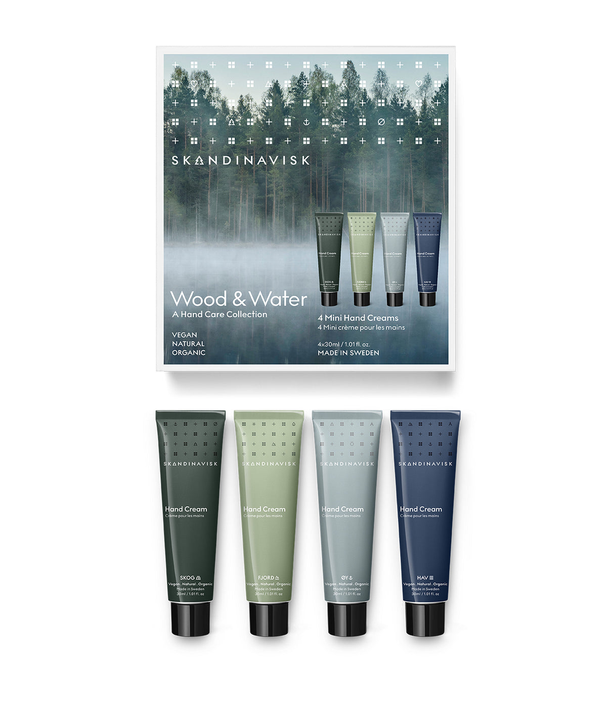 Skandinavisk - Giftset WOOD & WATER Mini Handcream 30ml x 4