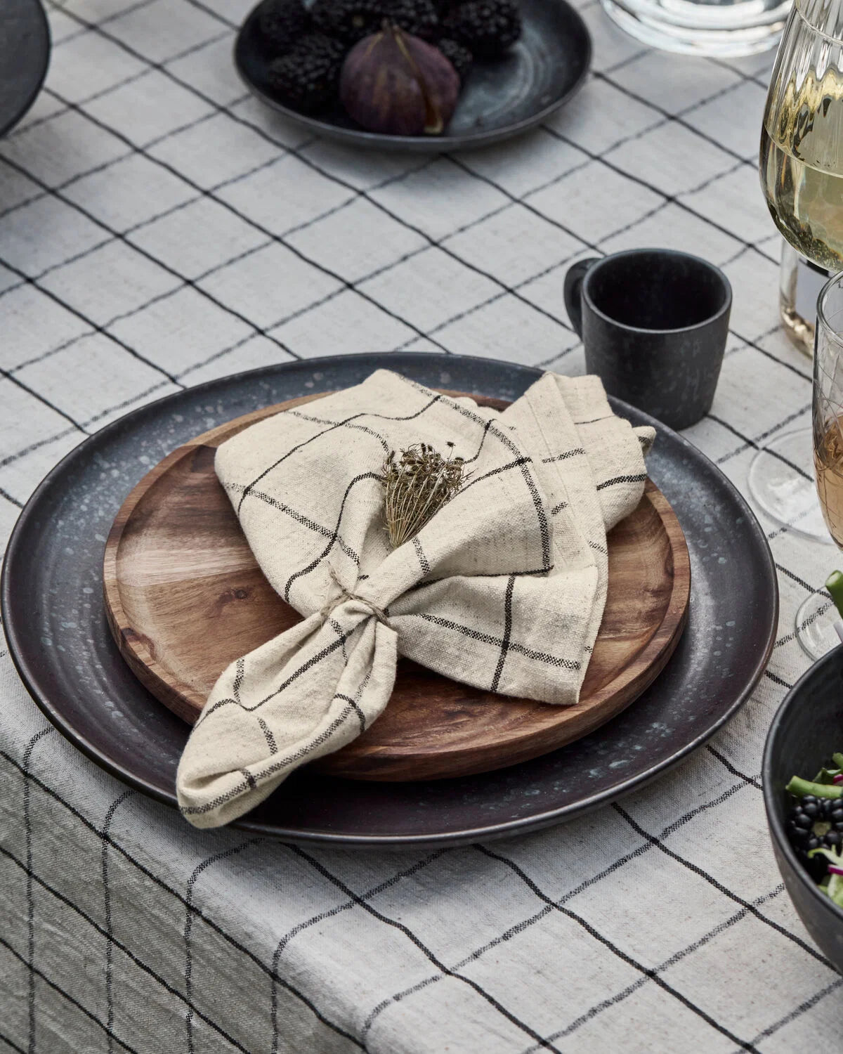 House Doctor - Stoff Servietten Black & Off-White