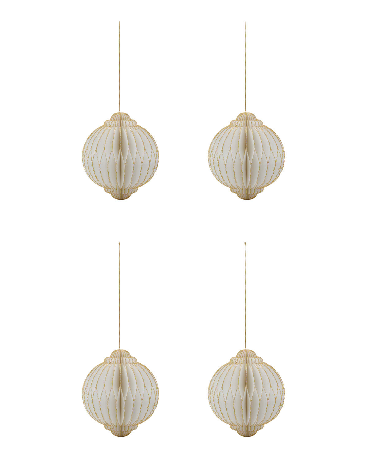 House Doctor HDAlsta Weihnachtsschmuck – Off-White/Gold, 4er-Set