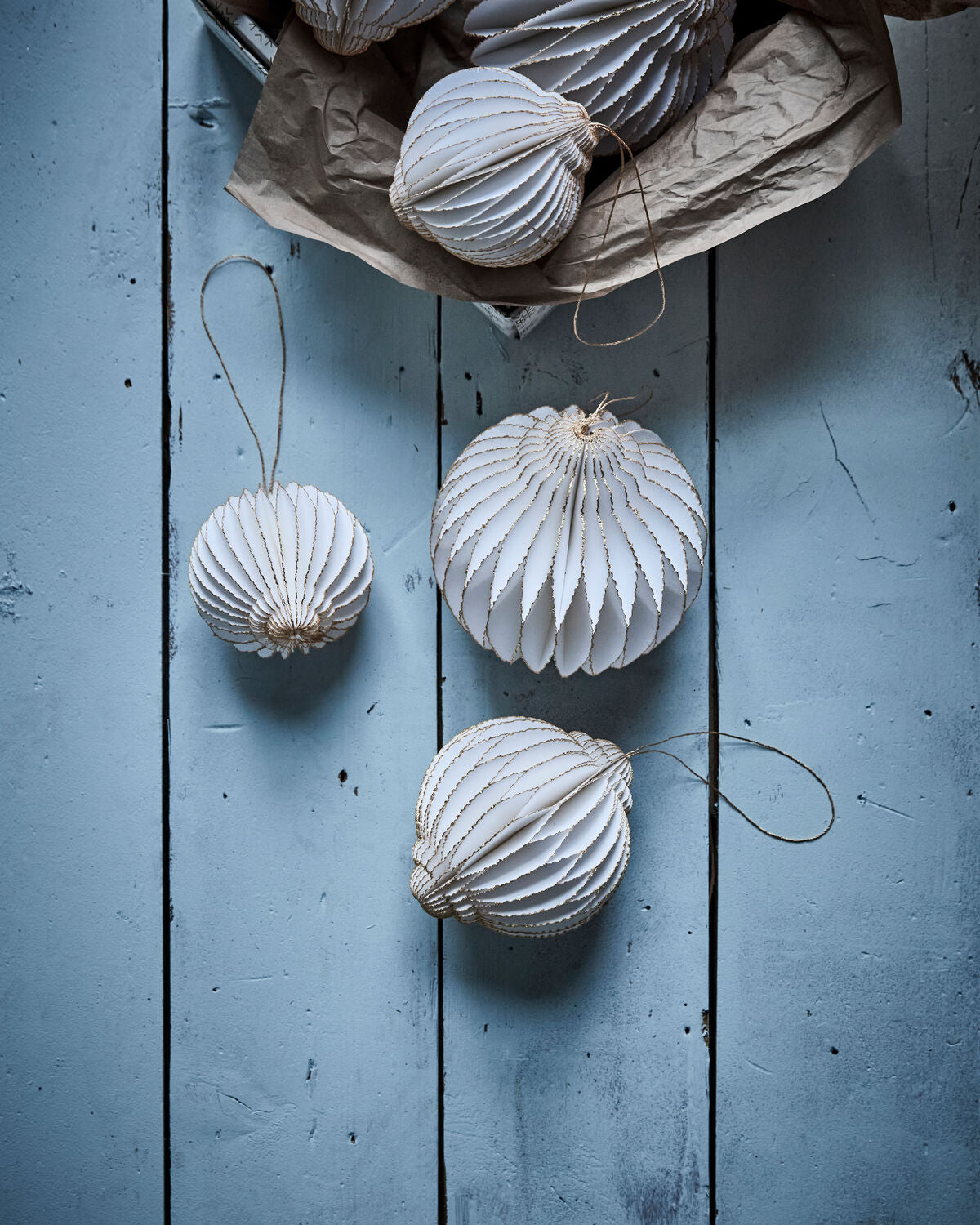 House Doctor HDAlsta Weihnachtsschmuck – Off-White/Gold, 4er-Set