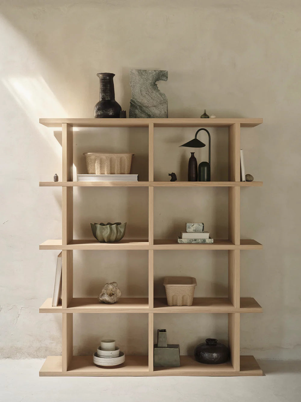 Bookshelf with hooks