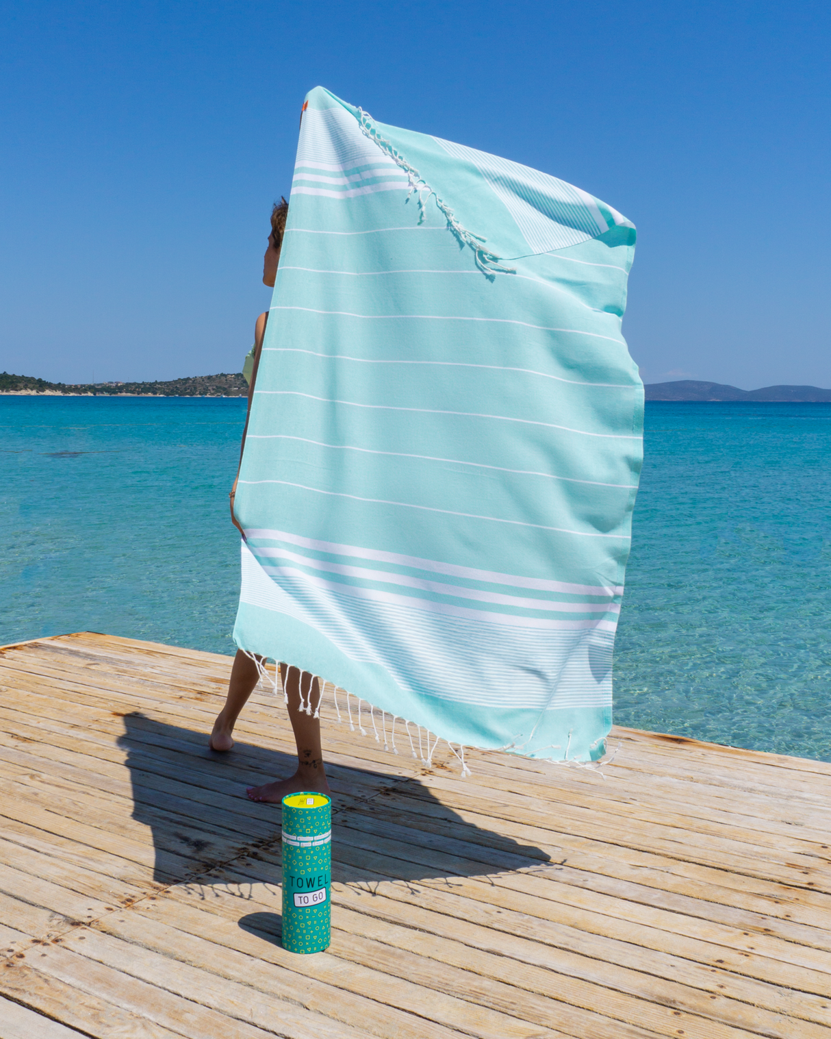 MALIBU Strandtuch, Hamamtuch mit Geschenkverpackung - Türkis