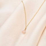 Victoire Collection Halskette mit Rosenquarz Tropfen – Edelstahl