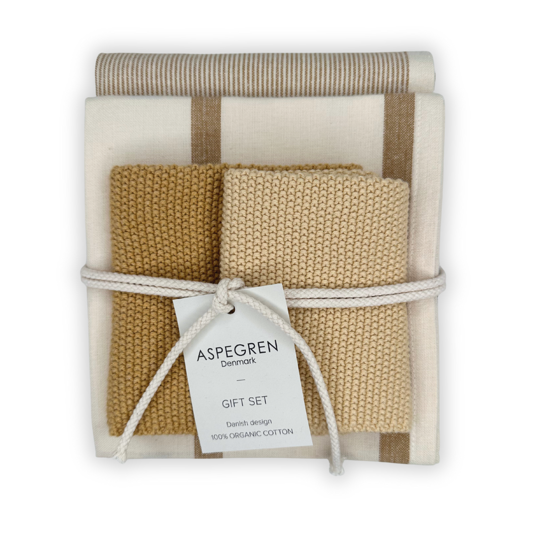 Aspegren Geschenkset Küchentextilien Bio-Baumwolle & Leinen – Golden Spice