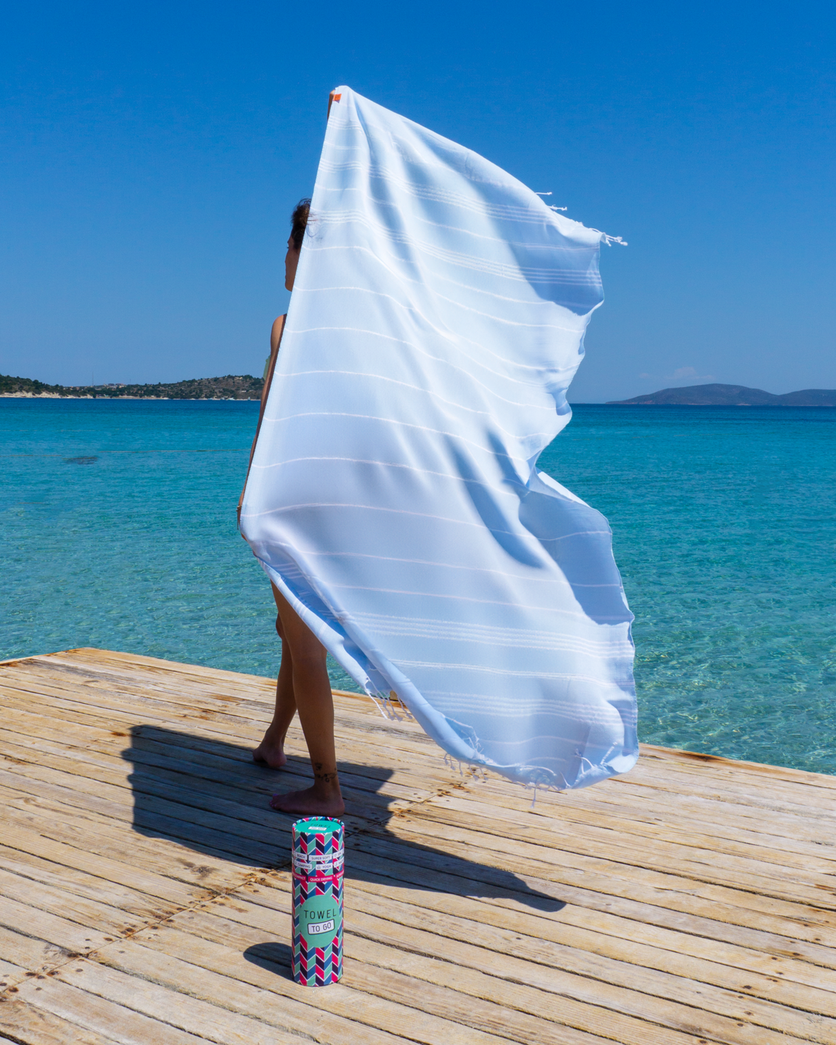 IPANEMA Strandtuch, Hamamtuch mit Geschenkverpackung, Hellblau