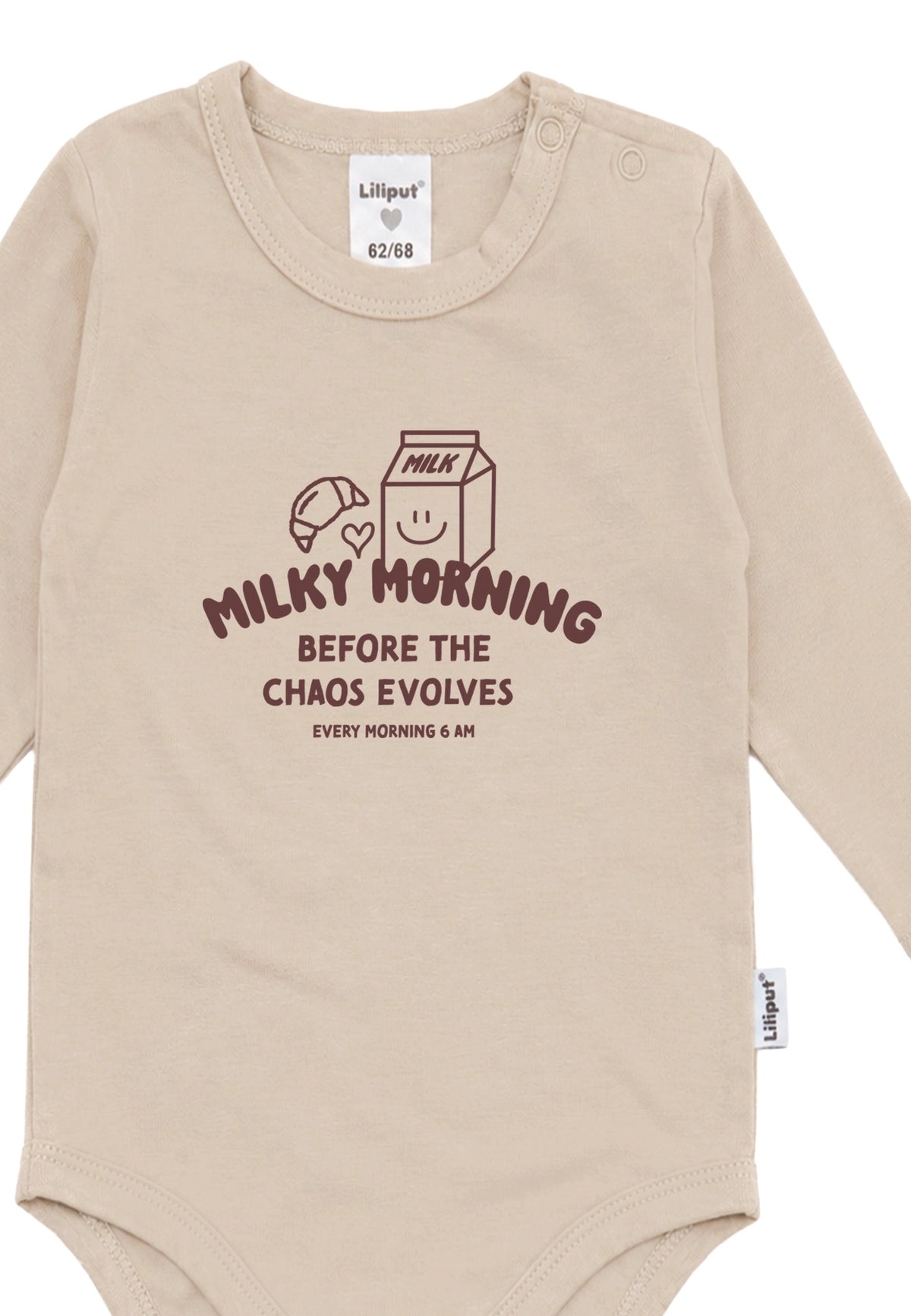 Liliput Langarm-Shirtbody „Milky Morning“ – Beige - 62/68