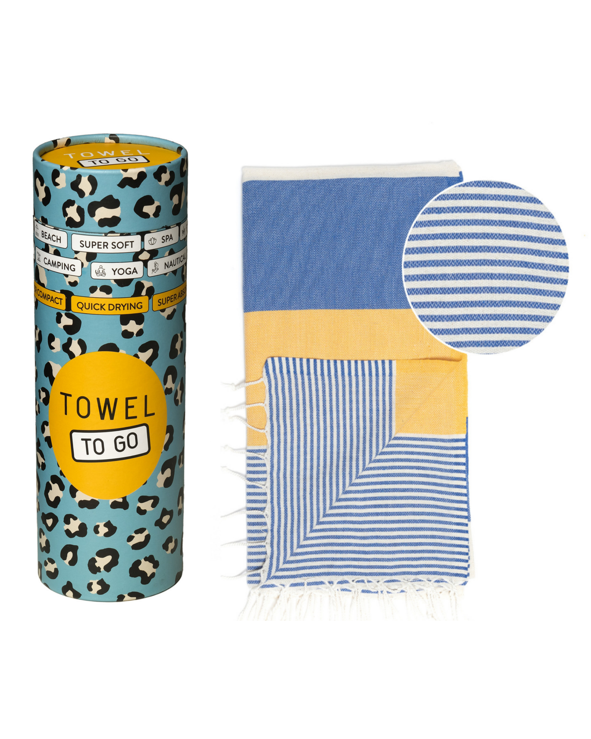 PALERMO Strand-Hamam-Handtuch mit Geschenkbox / Blau - Gelb