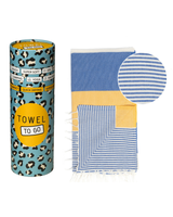 PALERMO Strand-Hamam-Handtuch mit Geschenkbox / Blau - Gelb