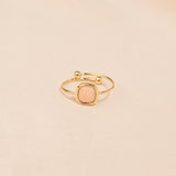 Victoire Collection Damenring mit Rosenquarz – Edelstahl Gold