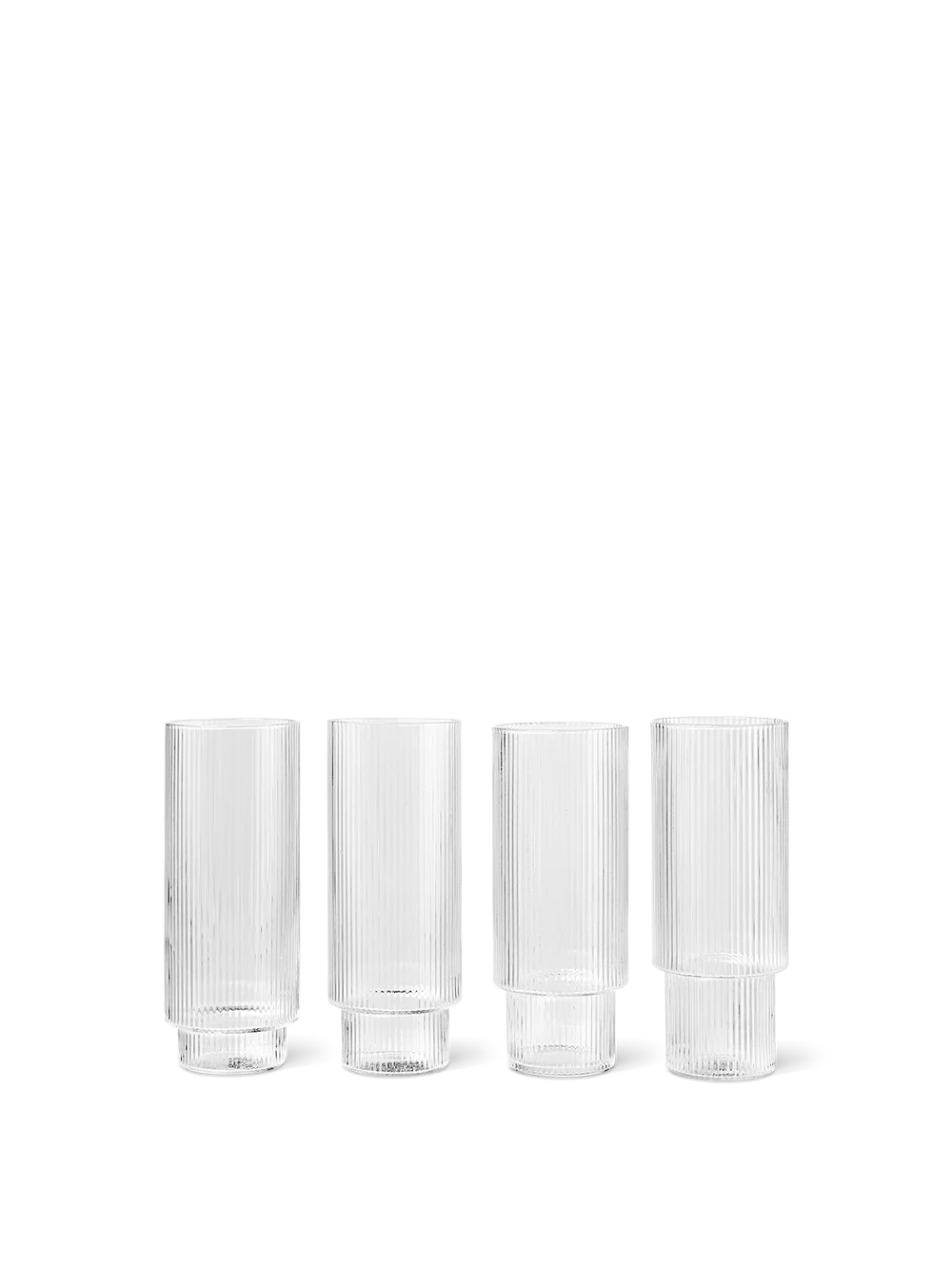 Ferm Living Ripple Long Drink Gläser – 4er-Set Clear