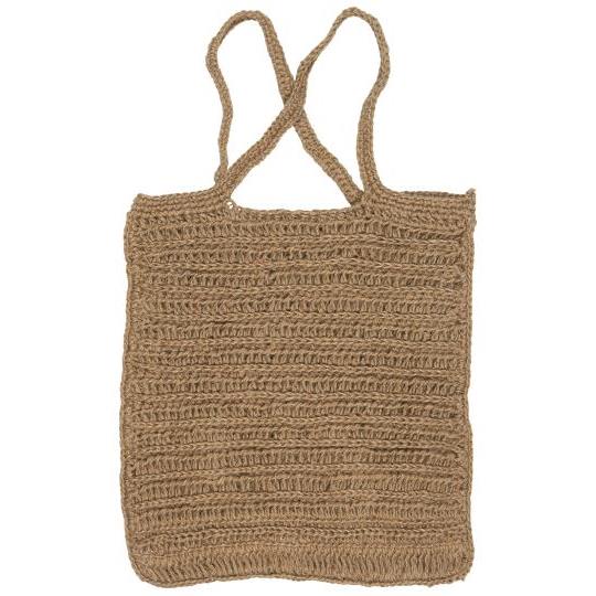 Gehäkelte Tasche Jute, naturfarbenes gestreiftes Häkelmuster