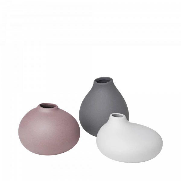 Blomus NONA Vasen-Set – 3-teilig – Bark, Micro Chip & Pewter