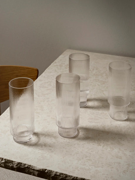 Ferm Living Ripple Long Drink Gläser – 4er-Set Clear