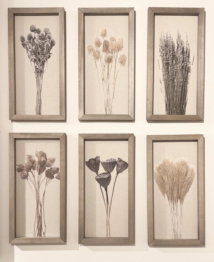 Blumenbilder auf Leinen mit Holzrahmen