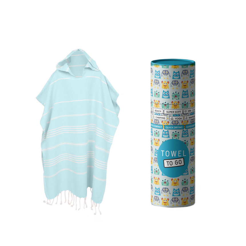 IPANEMA Poncho Strand- und Poolhandtuch für Kinder | Blau mit Geschenkbox