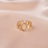 Victoire Collection Damenring mit ovalen Ringen – Edelstahl Gold