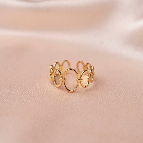 Victoire Collection Damenring mit ovalen Ringen – Edelstahl Gold