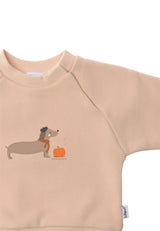 Sweatshirt in beige mit Print Herbst Dackel