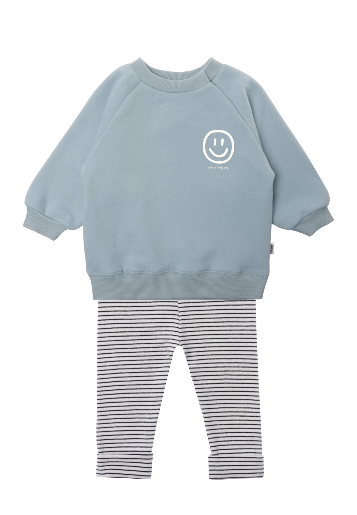 Liliput Baby Outfit Sweatshirt & Leggings – Smiley Hellblau/Schwarz-Weiß 74/80