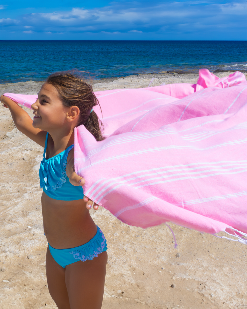 IPANEMA Strandtuch für Kinder, Hamamtuch mit Geschenkverpackung, Rosa