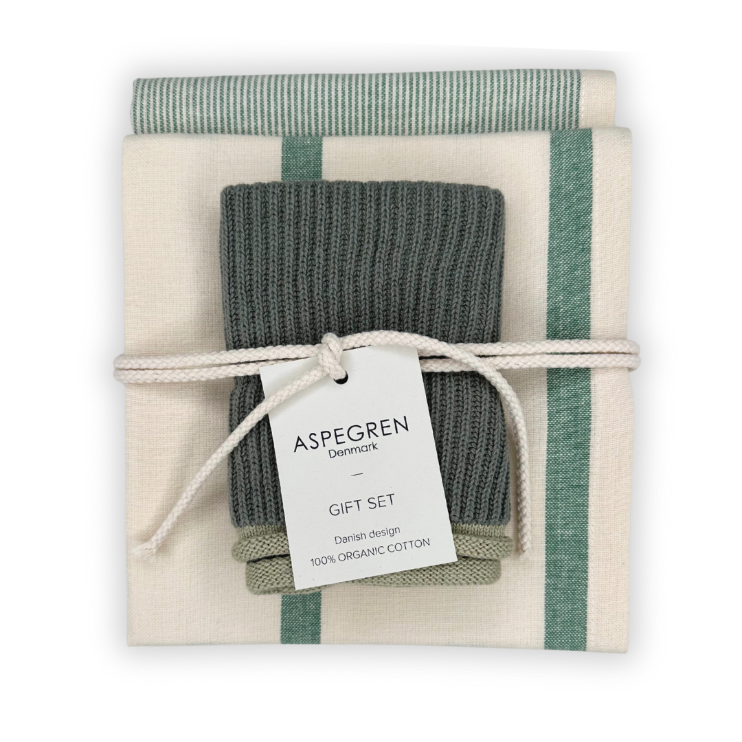 Aspegren Geschenkset Küchentextilien – Spinach & Seagrass