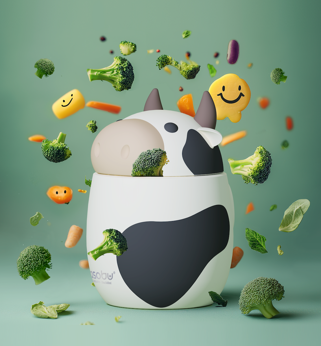 Isolierter Food Container mit Silikon-Charakterkopf