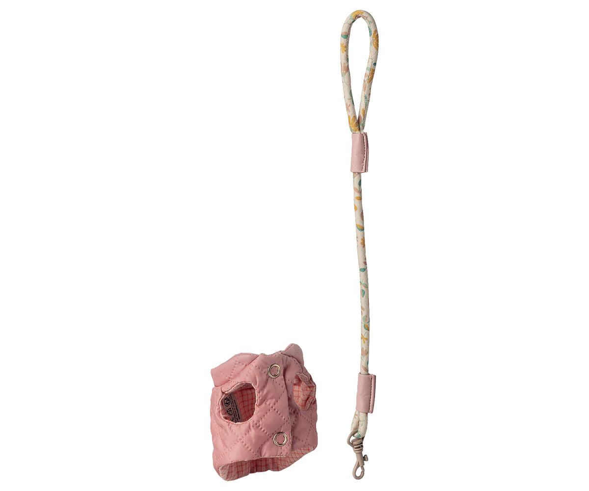 Maileg - Haustierhalsband und Leine, Rosa