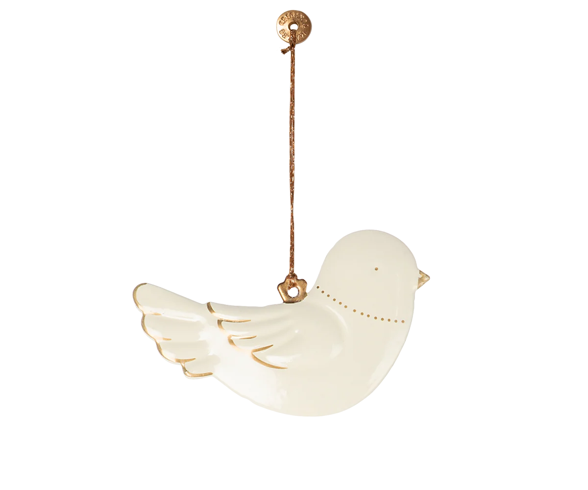 Maileg Metallornament Vogel – Weiß/Gold