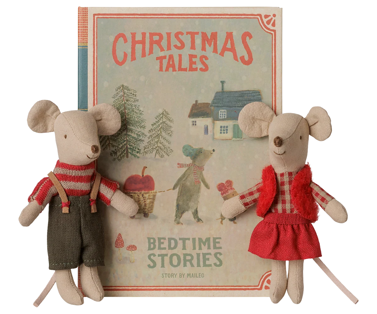 Maileg Weihnachts-Zwillingsmäuse – kleine Schwester und Bruder im Buch