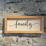 Everyday Signs – Rechteckige Leinenschilder im Eichenholzrahmen (40 x 18 cm)