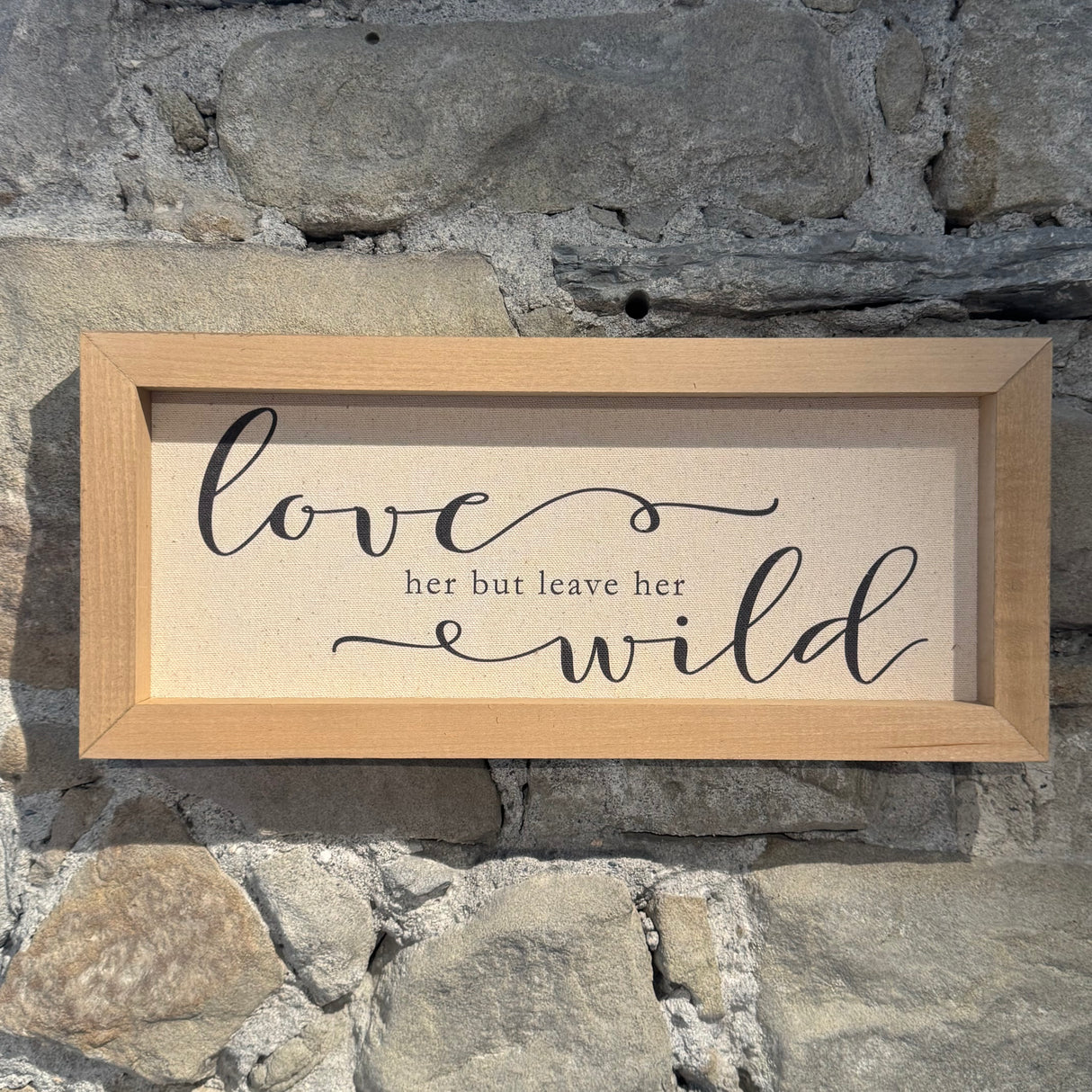 Everyday Signs – Rechteckige Leinenschilder im Eichenholzrahmen (40 x 18 cm)