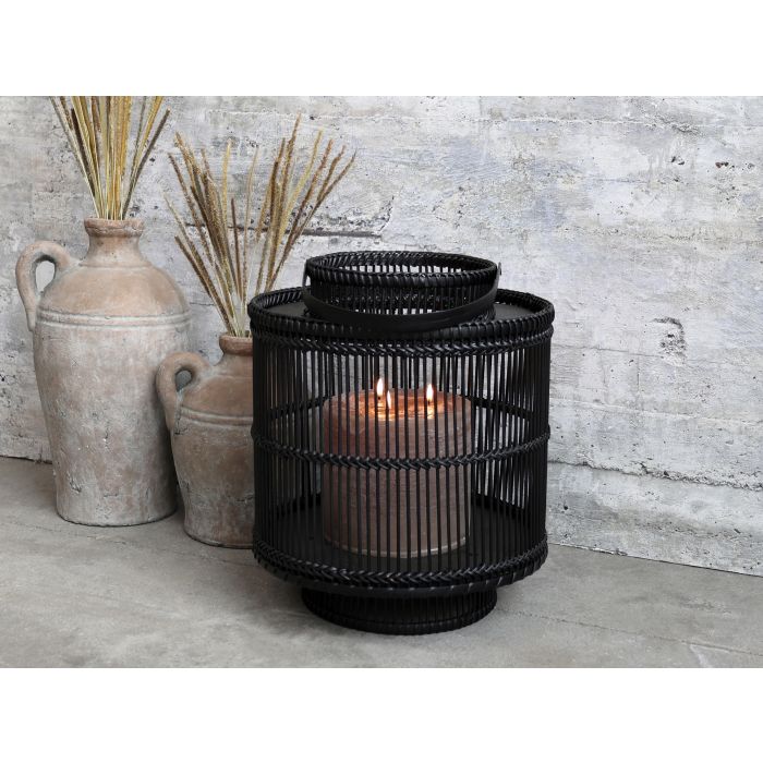 Laterne in Bambus - antique schwarz