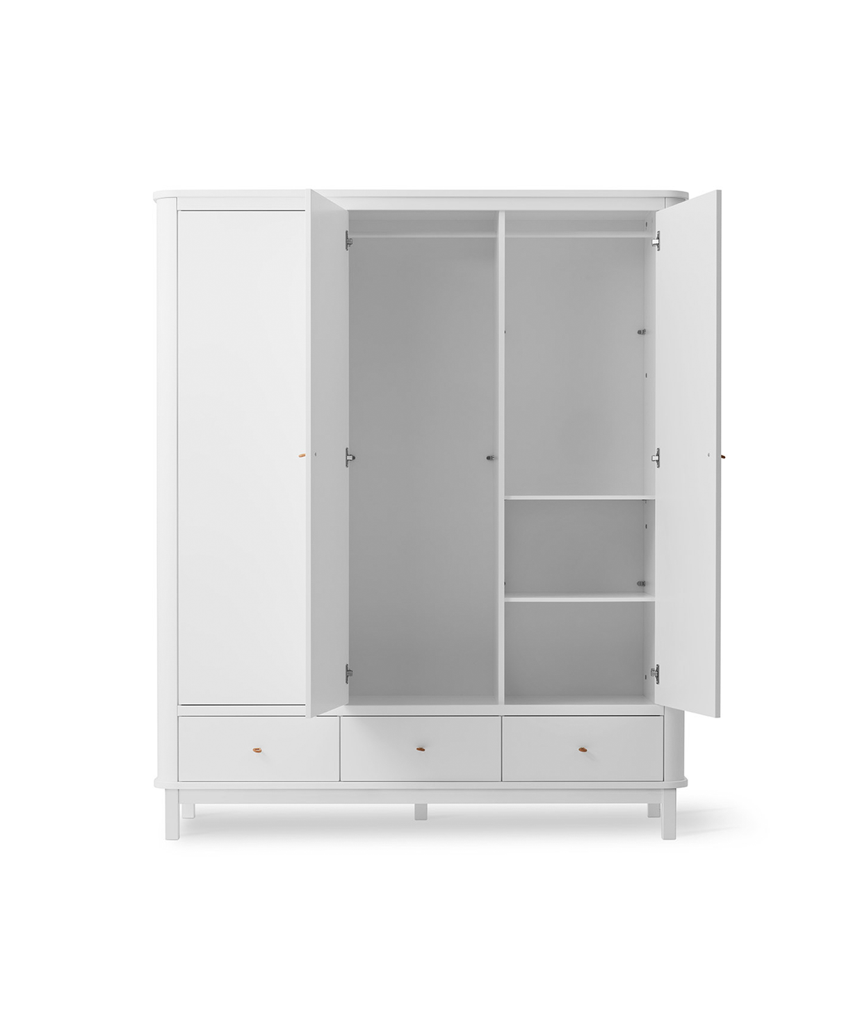 Wood Kleiderschrank, 3türig, weiss