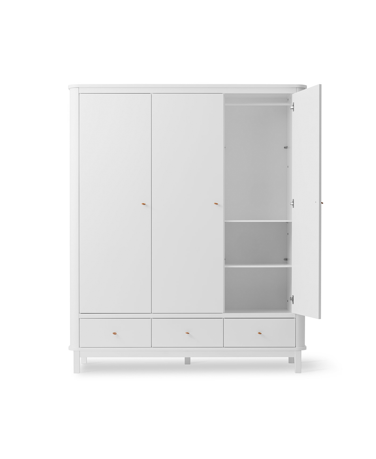 Wood Kleiderschrank, 3türig, weiss