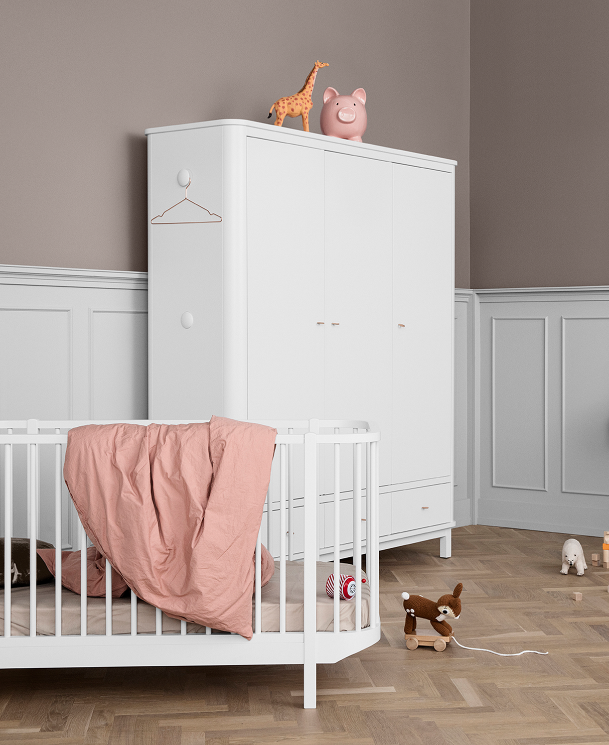 Wood Kleiderschrank, 3türig, weiss