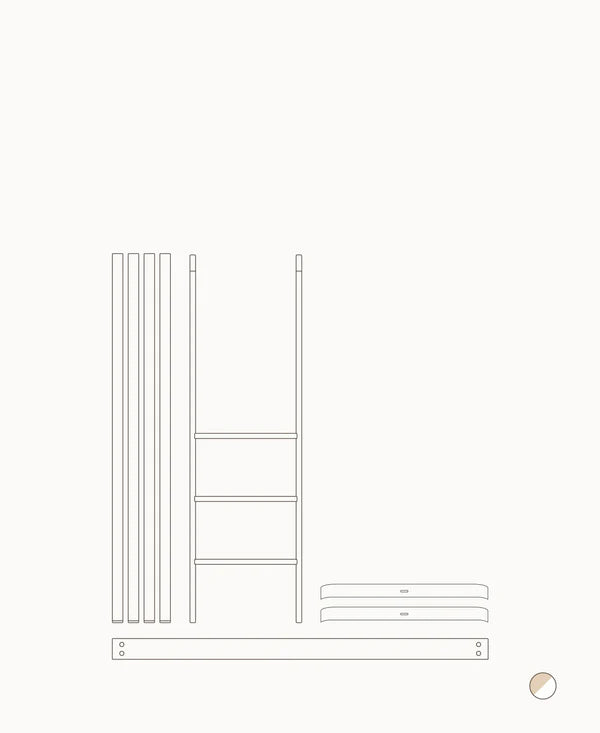 Wood CONVERSION from Mini+ Basic to Mini+ half-height loft bed White / Oak