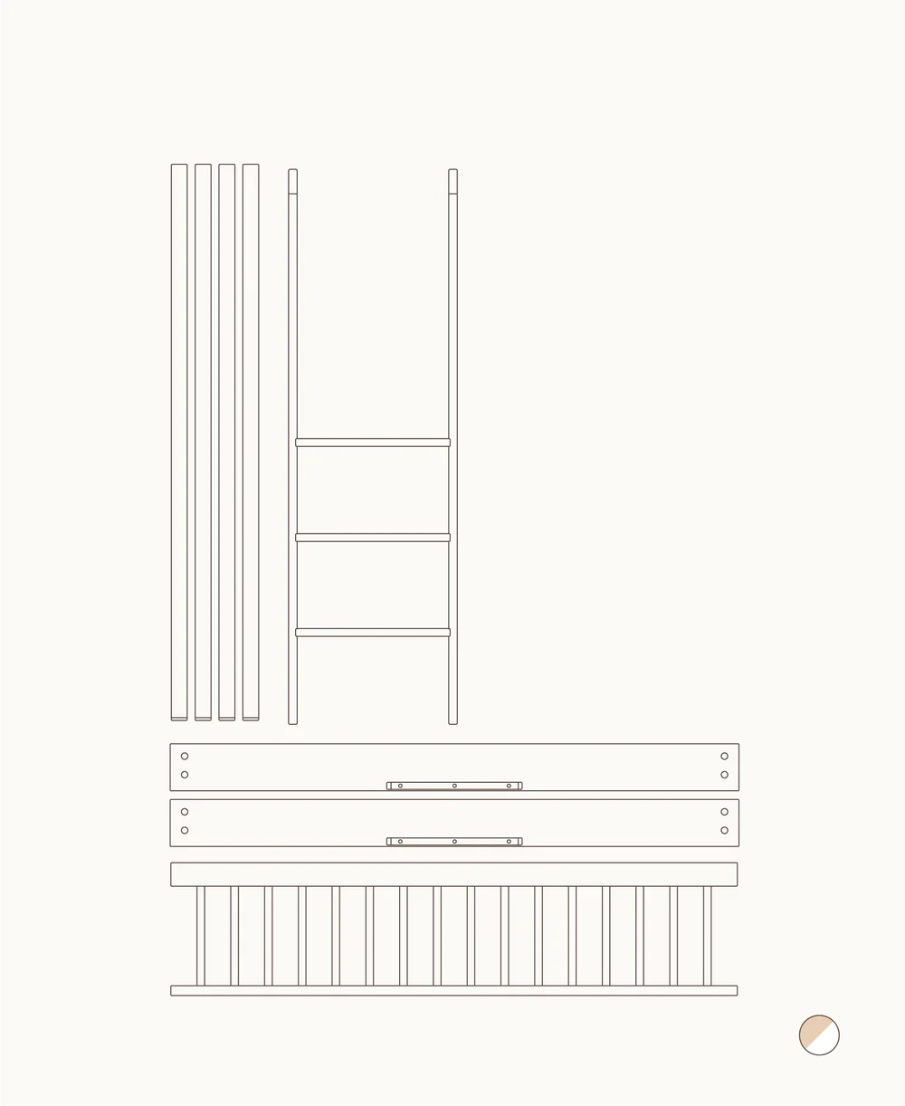 Conversion/ Half-height loft bed to bunk bed, Seaside Collection
