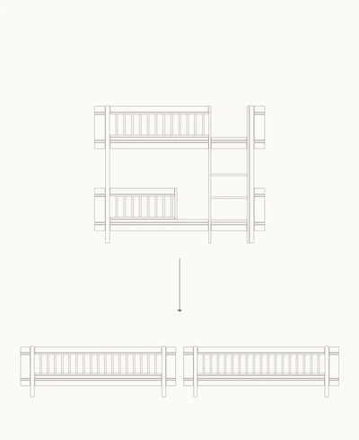 Wood Original half-height bunk bed white