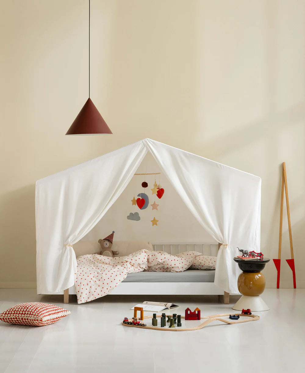 Oliver Furniture Wood Original Hausbett-Zelt mit Fenstern, Blickdicht Weiss