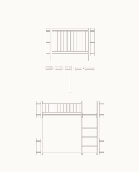 Oliver Furniture - Wood Mini+ Umbauset halbhohes Hochbett Weiss/Eiche