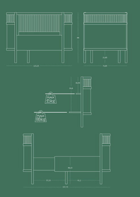 Baby- Juniorbett, grau